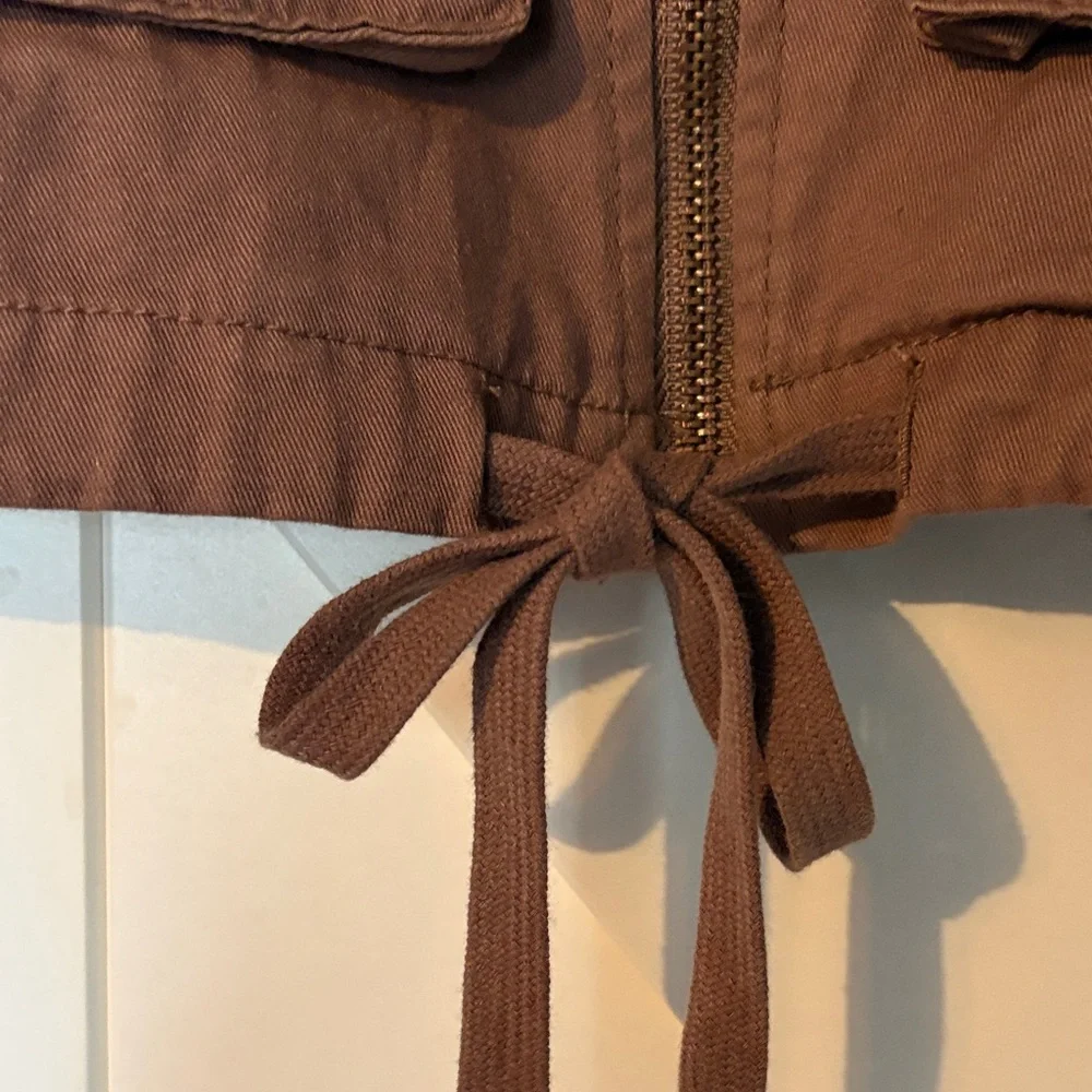 Blu Pepper Oversized Utility Zip-Up Jacket Dark Tan Size S - Picture 6 of 11